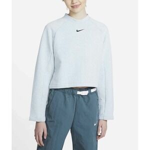 Nike Sportswear Tech Fleece Top Cropped Sweatshirt Gray‎ Green Women Size XL